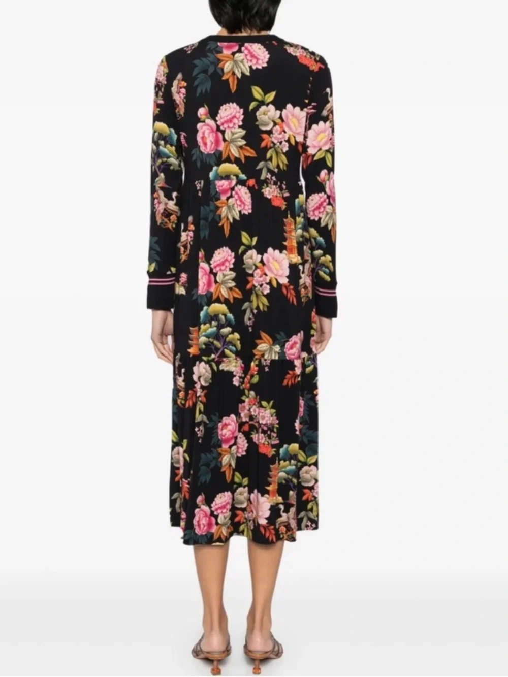 NWT JOHNNY WAS
Janie Floral Print Bamboo Knit Split V-Neck Long Sleeve Dress - Picture 4 of 8